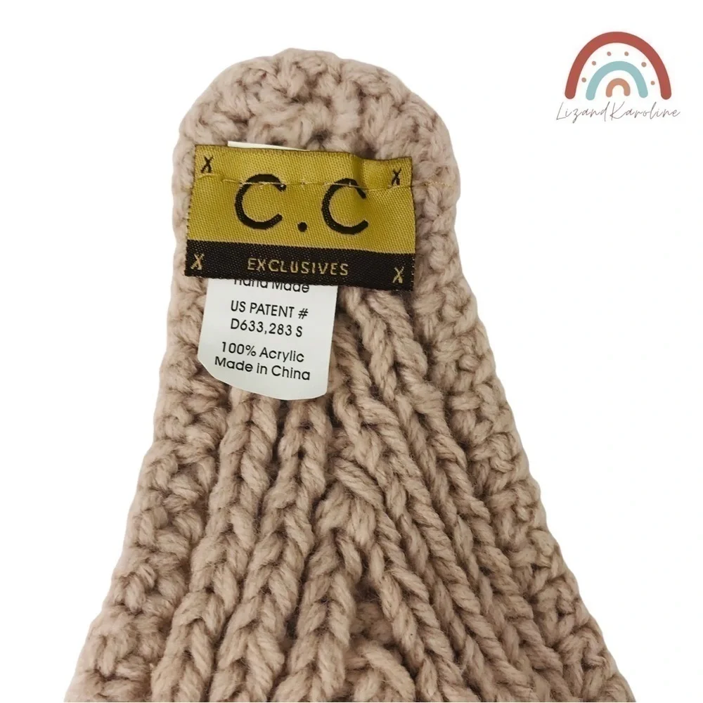 New! C.C Knitted Headband Handmade Crochet Rose Gem Neck Warmer